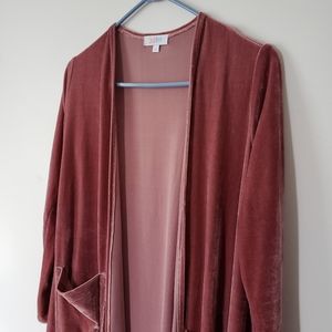 LuLaRoe rose gold velvet Sarah cardigan